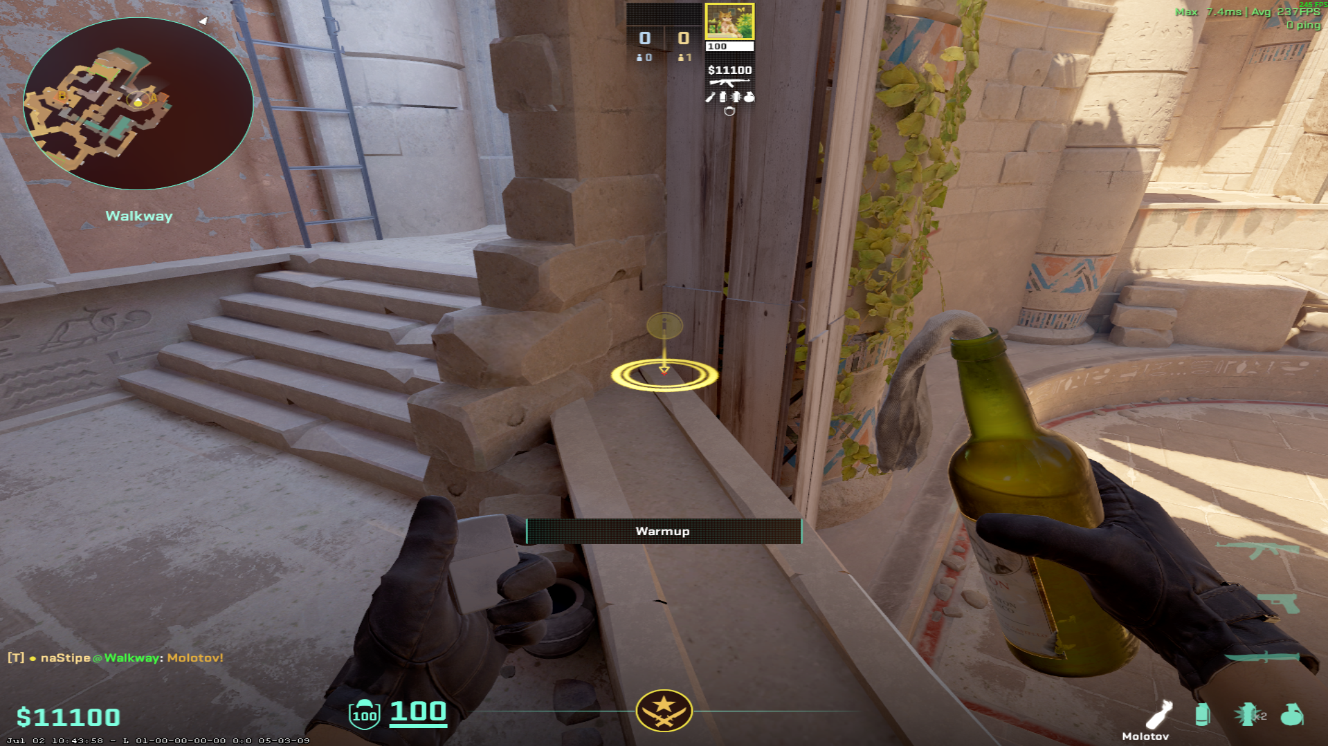 Anubis molotov lineup A Main Molotov (Water side) — throw 1, where to stand