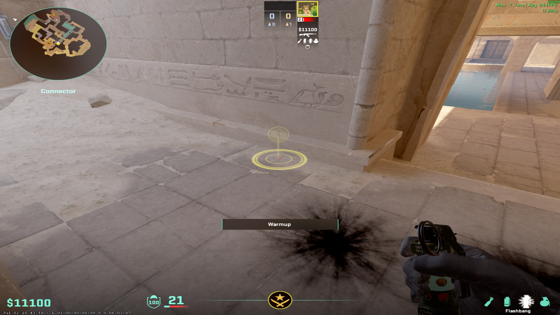 Anubis flash lineup Water Flash from Connector — throw 1, where to stand