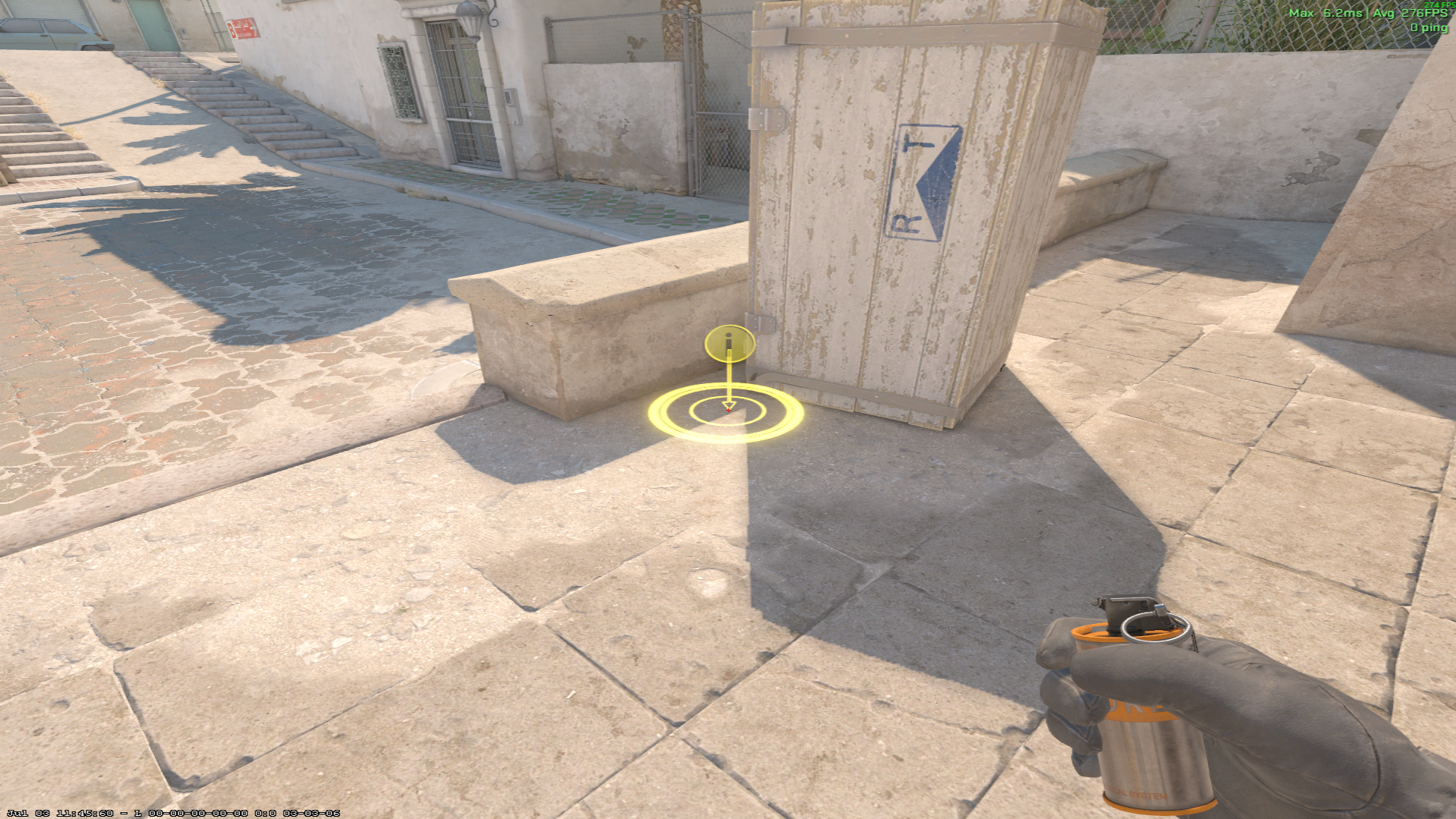Dust II smoke lineup B Car Smoke — throw 1, where to stand