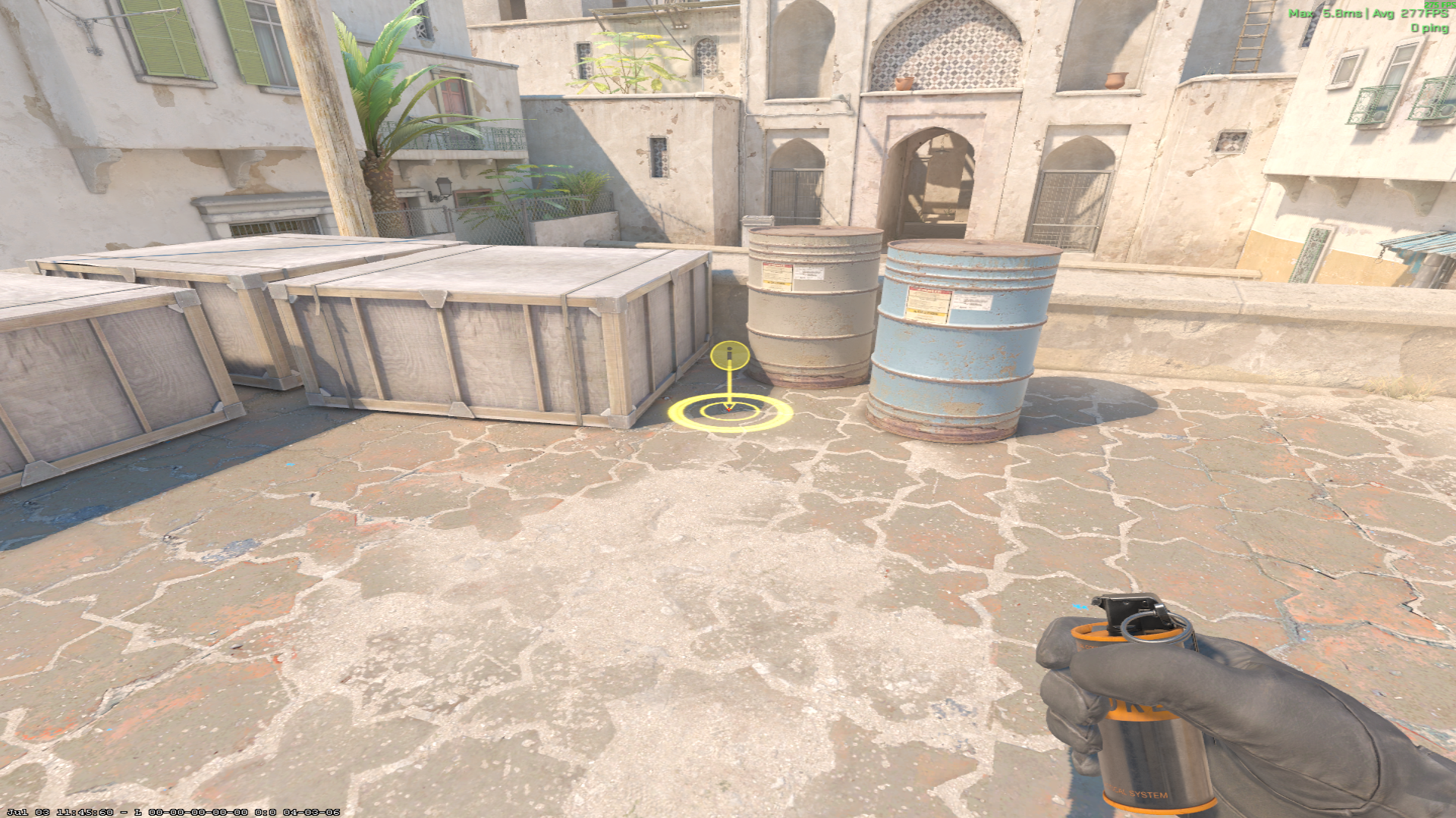 Dust II smoke lineup B Plat Smoke — throw 2, where to stand