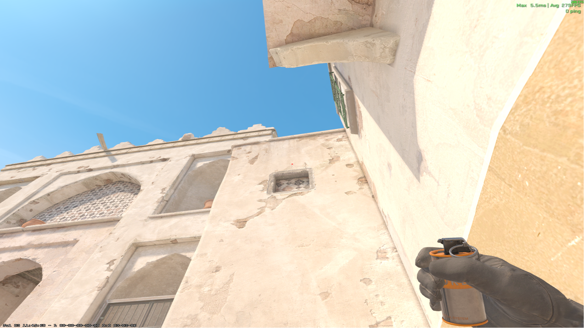 Dust II smoke lineup B XBox Smoke — throw 1, where to aim