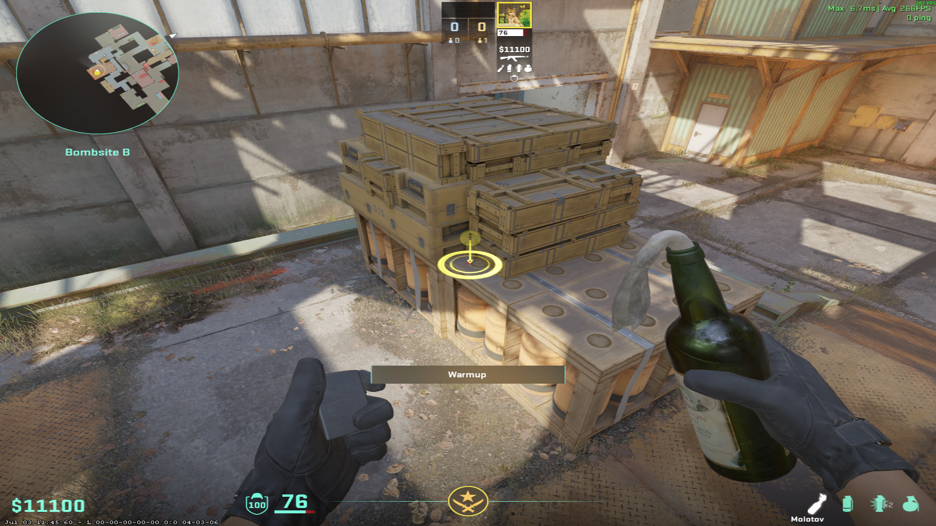 Cache molotov lineup Toxic Molotov From B Site — throw 1, where to stand